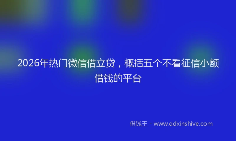 2026年热门微信借立贷，概括五个不看征信小额借钱的平台