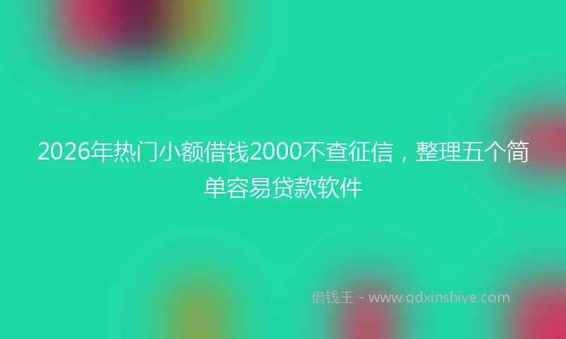 2026年热门小额借钱2000不查征信，整理五个简单容易贷款软件