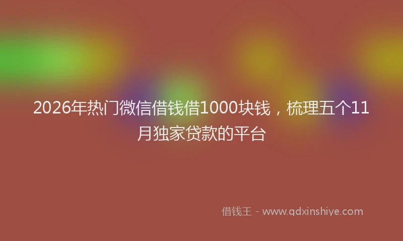 2026年热门微信借钱借1000块钱，梳理五个11月独家贷款的平台