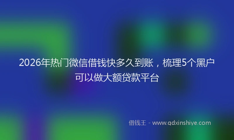 2026年热门微信借钱快多久到账，梳理5个黑户可以做大额贷款平台