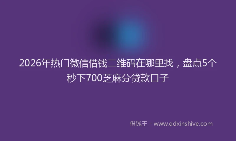 2026年热门微信借钱二维码在哪里找，盘点5个秒下700芝麻分贷款口子