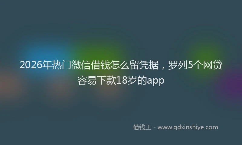 2026年热门微信借钱怎么留凭据，罗列5个网贷容易下款18岁的app