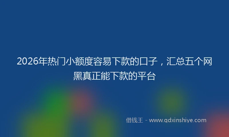2026年热门小额度容易下款的口子，汇总五个网黑真正能下款的平台
