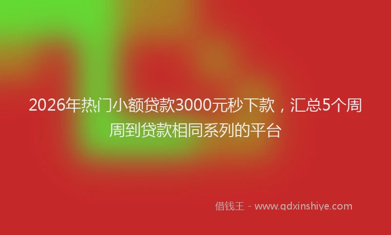 2026年热门小额贷款3000元秒下款，汇总5个周周到贷款相同系列的平台