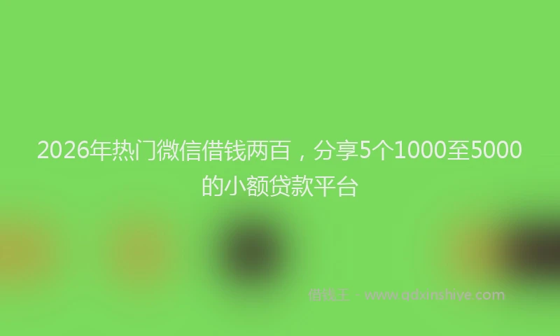 2026年热门微信借钱两百，分享5个1000至5000的小额贷款平台