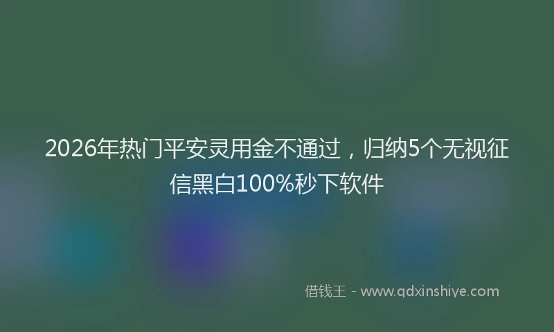 2026年热门平安灵用金不通过，归纳5个无视征信黑白100%秒下软件