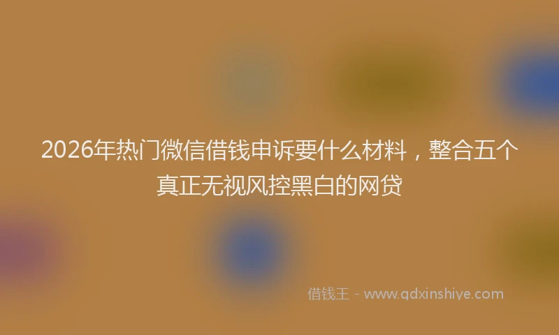 2026年热门微信借钱申诉要什么材料，整合五个真正无视风控黑白的网贷