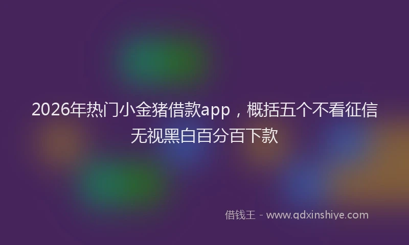 2026年热门小金猪借款app，概括五个不看征信无视黑白百分百下款