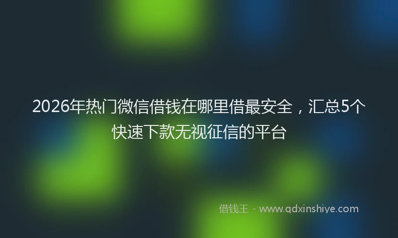 2026年热门微信借钱在哪里借最安全，汇总5个快速下款无视征信的平台