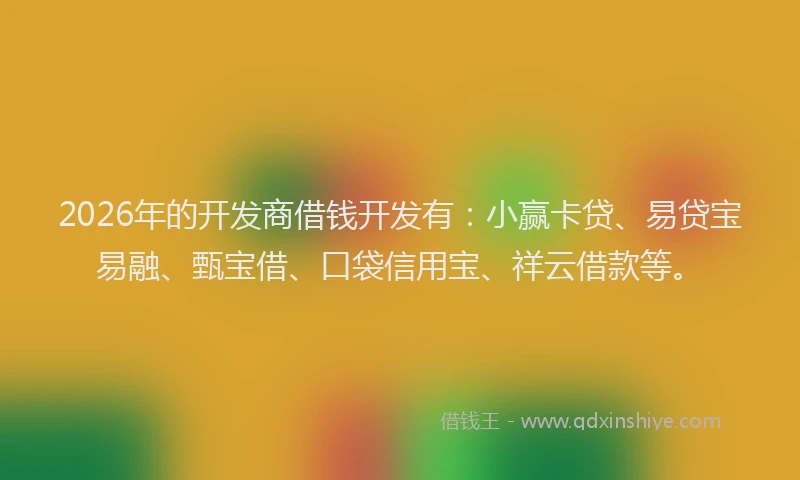 2026年的开发商借钱开发有：小赢卡贷、易贷宝易融、甄宝借、口袋信用宝、祥云借款等。