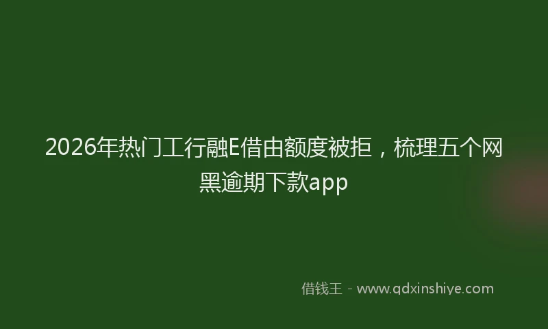 2026年热门工行融E借由额度被拒，梳理五个网黑逾期下款app