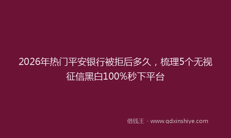 2026年热门平安银行被拒后多久，梳理5个无视征信黑白100%秒下平台