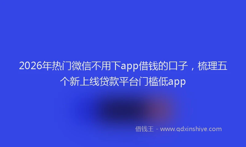 2026年热门微信不用下app借钱的口子，梳理五个新上线贷款平台门槛低app