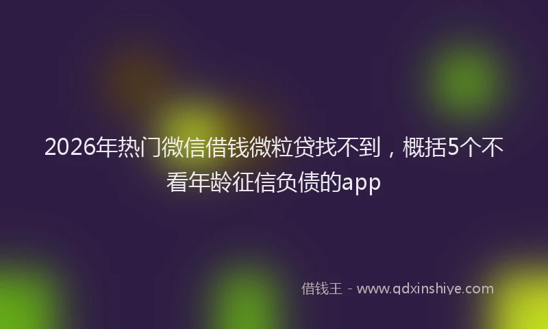 2026年热门微信借钱微粒贷找不到，概括5个不看年龄征信负债的app