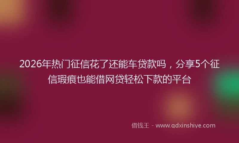 2026年热门征信花了还能车贷款吗，分享5个征信瑕疵也能借网贷轻松下款的平台