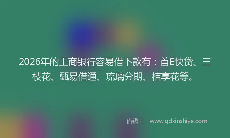2026年的工商银行容易借下款有：首E快贷、三枝花、甄易借通、琉璃分期、桔享花等。