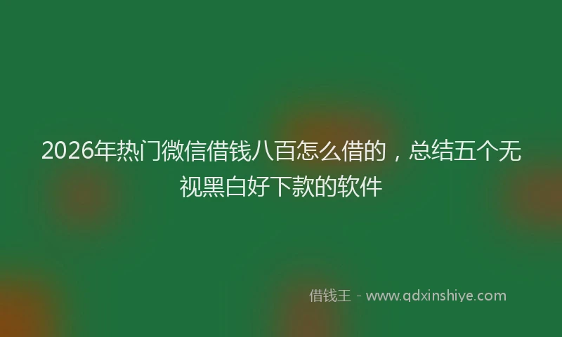 2026年热门微信借钱八百怎么借的，总结五个无视黑白好下款的软件