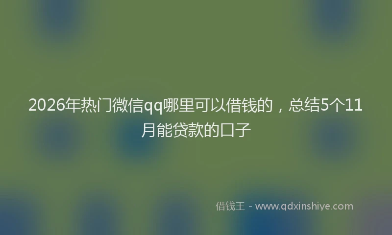 2026年热门微信qq哪里可以借钱的，总结5个11月能贷款的口子