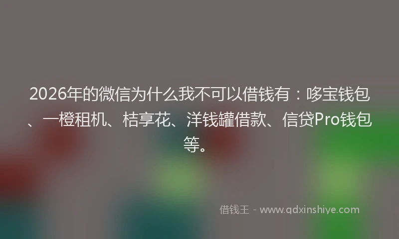 2026年的微信为什么我不可以借钱有：哆宝钱包、一橙租机、桔享花、洋钱罐借款、信贷Pro钱包等。