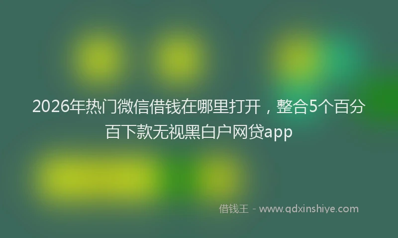 2026年热门微信借钱在哪里打开,整合5个百分百下款无视黑白户网贷app