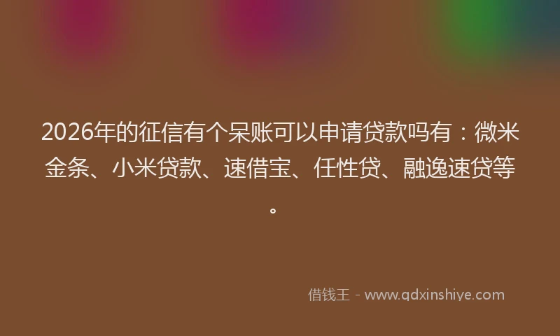 2026年的征信有个呆账可以申请贷款吗有：微米金条、小米贷款、速借宝、任性贷、融逸速贷等。