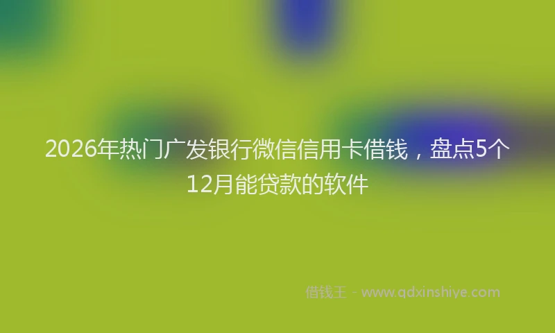 2026年热门广发银行微信信用卡借钱，盘点5个12月能贷款的软件