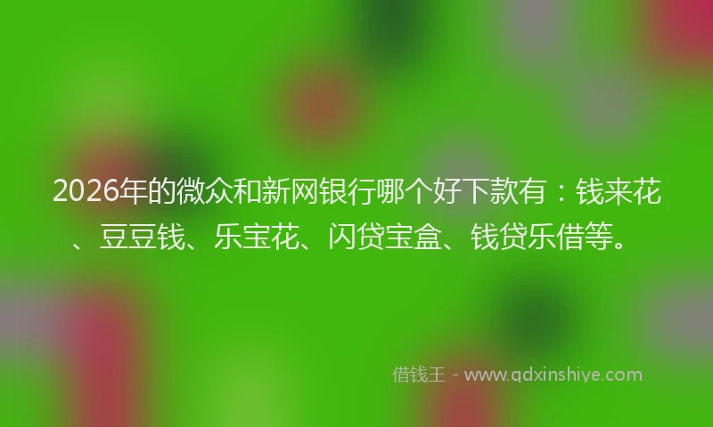 2026年的微众和新网银行哪个好下款有：钱来花、豆豆钱、乐宝花、闪贷宝盒、钱贷乐借等。