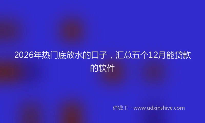 2026年热门底放水的口子，汇总五个12月能贷款的软件