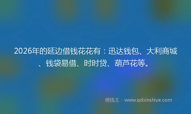 2026年的延边借钱花花有：迅达钱包、大利商城、钱袋易借、时时贷、葫芦花等。