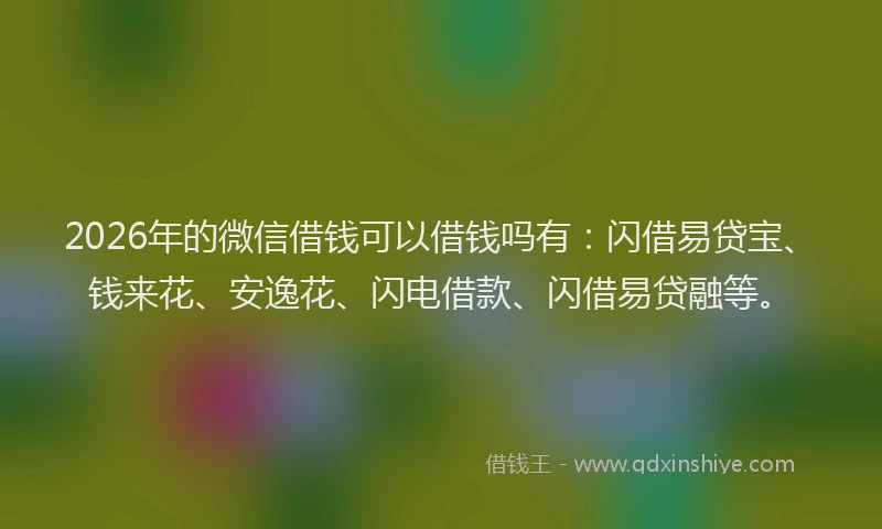 2026年的微信借钱可以借钱吗有:闪借易贷宝、钱来花、安逸花、闪电借款、闪借易贷融等。