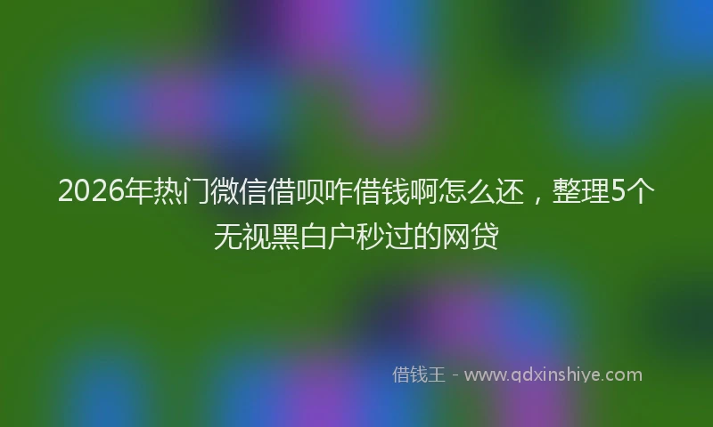 2026年热门微信借呗咋借钱啊怎么还，整理5个无视黑白户秒过的网贷
