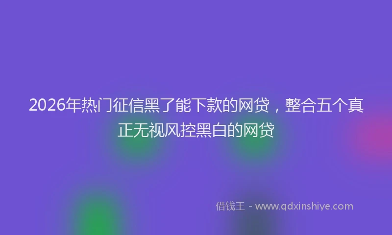 2026年热门征信黑了能下款的网贷，整合五个真正无视风控黑白的网贷
