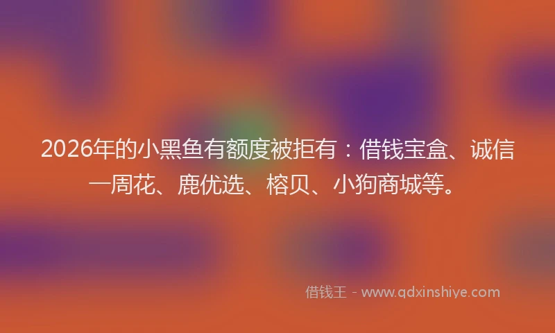 2026年的小黑鱼有额度被拒有：借钱宝盒、诚信一周花、鹿优选、榕贝、小狗商城等。