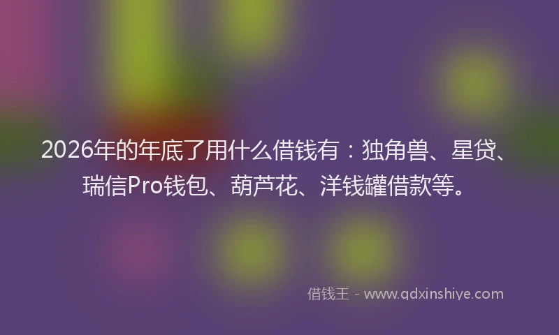2026年的年底了用什么借钱有：独角兽、星贷、瑞信Pro钱包、葫芦花、洋钱罐借款等。