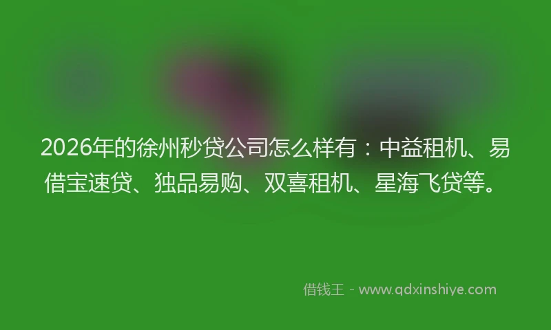 2026年的徐州秒贷公司怎么样有：中益租机、易借宝速贷、独品易购、双喜租机、星海飞贷等。