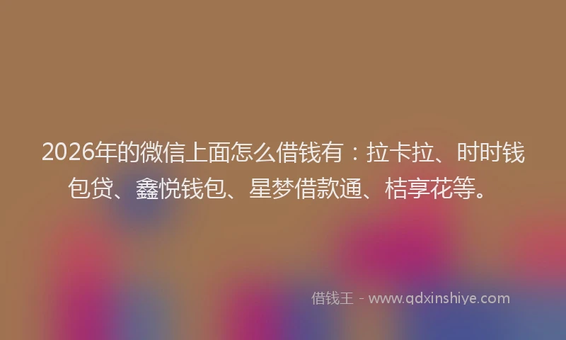 2026年的微信上面怎么借钱有：拉卡拉、时时钱包贷、鑫悦钱包、星梦借款通、桔享花等。