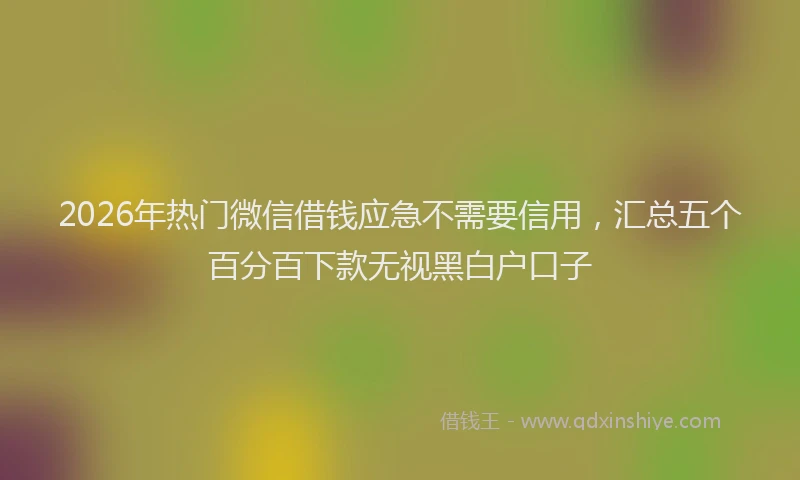 2026年热门微信借钱应急不需要信用,汇总五个百分百下款无视黑白户口子
