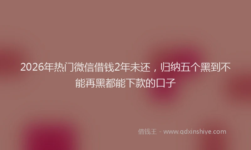 2026年热门微信借钱2年未还，归纳五个黑到不能再黑都能下款的口子