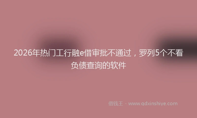 2026年热门工行融e借审批不通过，罗列5个不看负债查询的软件