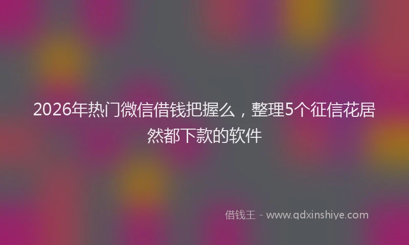2026年热门微信借钱把握么，整理5个征信花居然都下款的软件