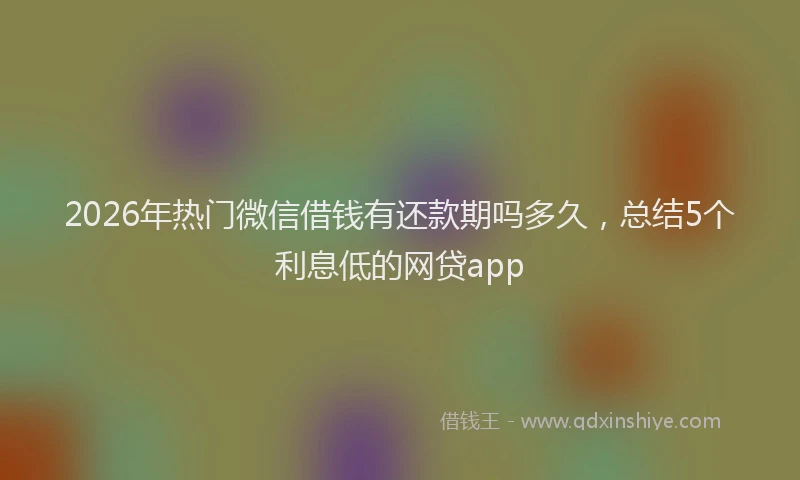 2026年热门微信借钱有还款期吗多久，总结5个利息低的网贷app