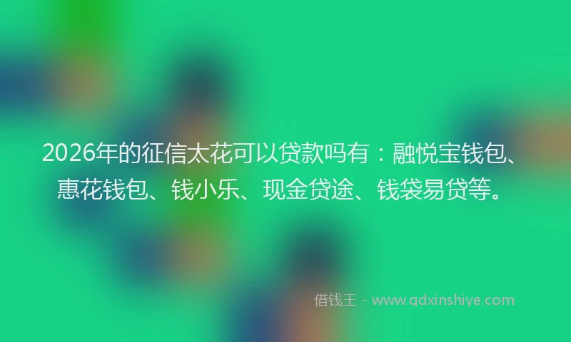 2026年的征信太花可以贷款吗有:融悦宝钱包、惠花钱包、钱小乐、现金贷途、钱袋易贷等。