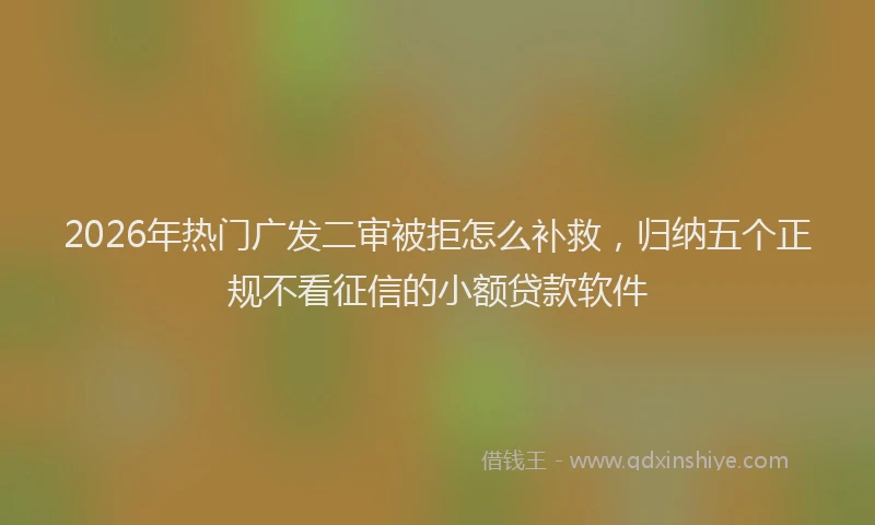 2026年热门广发二审被拒怎么补救，归纳五个正规不看征信的小额贷款软件