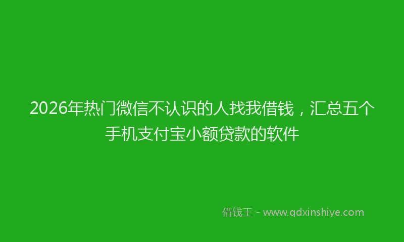 2026年热门微信不认识的人找我借钱，汇总五个手机支付宝小额贷款的软件
