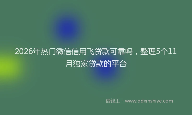 2026年热门微信信用飞贷款可靠吗，整理5个11月独家贷款的平台