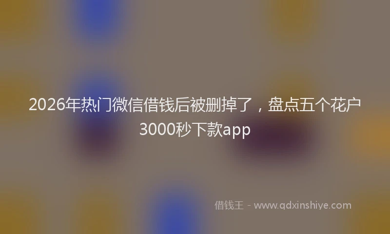 2026年热门微信借钱后被删掉了，盘点五个花户3000秒下款app