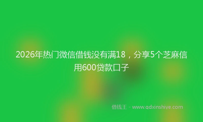 2026年热门微信借钱没有满18,分享5个芝麻信用600贷款口子