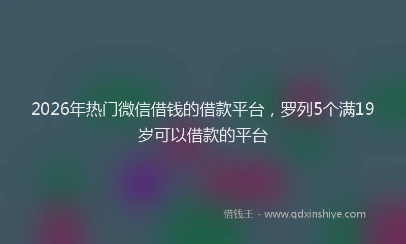 2026年热门微信借钱的借款平台，罗列5个满19岁可以借款的平台