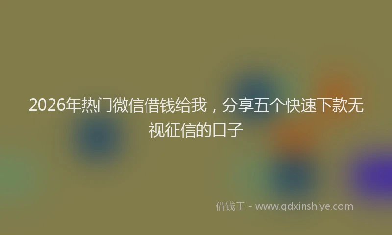2026年热门微信借钱给我，分享五个快速下款无视征信的口子
