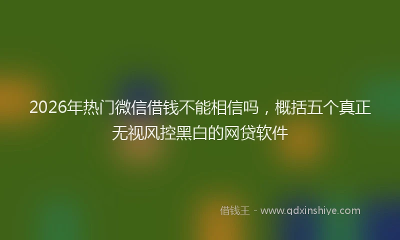 2026年热门微信借钱不能相信吗，概括五个真正无视风控黑白的网贷软件